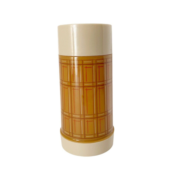 Vintage Aladdin Plaid Hot/Cold Thermos Bottle Wide Mouth Best Buy Brown 10 Oz - Picture 1 of 6